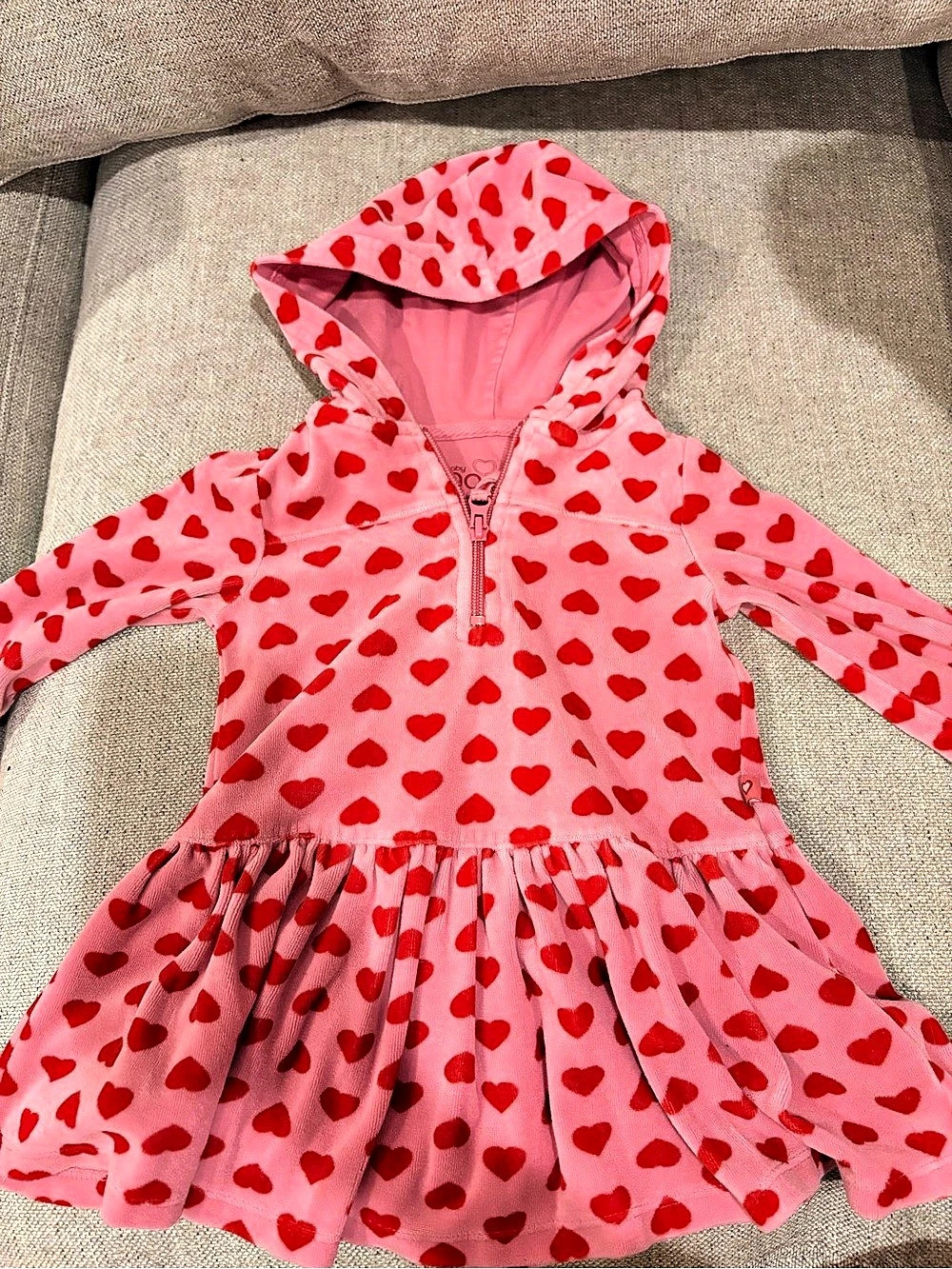Vintage Gap Baby Heart Print Hooded Dress Size 18-24M